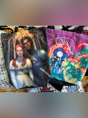 NWT Bundle Two Fairy Loot Daughter Of The Moon & Blood And Ash Literary Totes